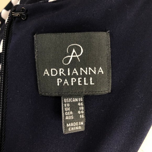 Adriana Papell | Navy & White Leopard Print Sz. 14 - Picture 7 of 14